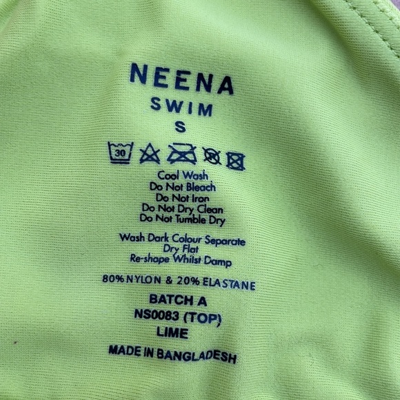 NEENA SWIM Women's Vista Micro Triangle Bikini Top  and Bottoms Size S in Lime - Picture 6 of 8